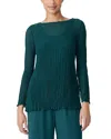 Eileen Fisher Bateau-neck Pleated Crinkled Georgette Tunic In Agean
