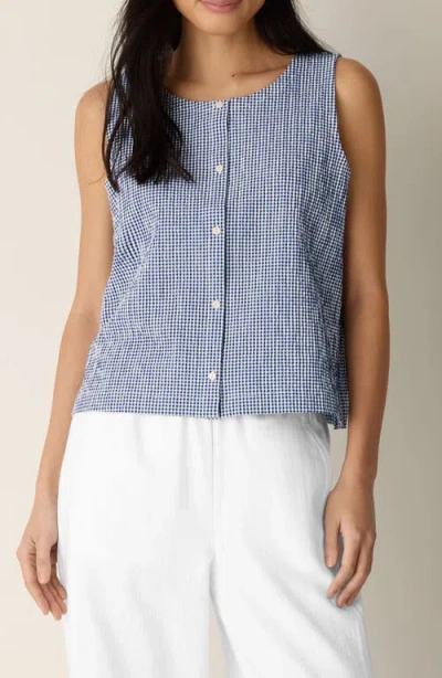 Eileen Fisher Crinkled Stretch Organic Cotton Vest In Blue