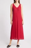 Eileen Fisher Sleeveless V-neck Crinkled Maxi Dress In Azalea