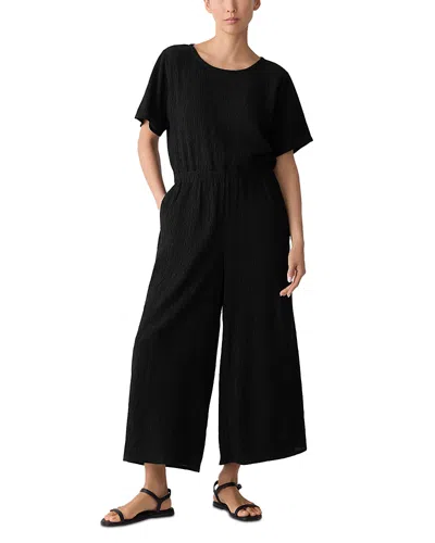 Eileen Fisher Crinkled Wide Leg Jumpsuit In Black