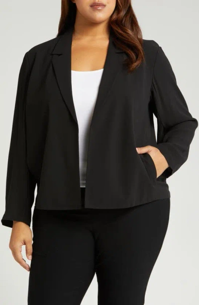 Eileen Fisher Crop Silk Blazer In Black