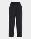 Eileen Fisher Cropped Lightweight Ponte Lantern Pants In Black