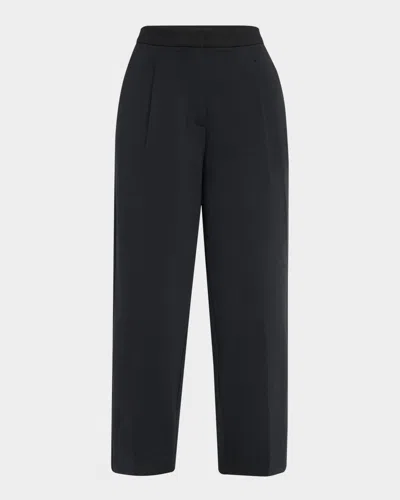 Eileen Fisher Cropped Lightweight Ponte Lantern Pants In Black