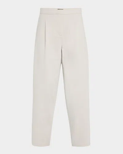 Eileen Fisher Cropped Lightweight Ponte Lantern Pants In Chalk