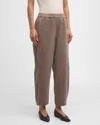 Eileen Fisher Cropped Organic Cotton Corduroy Lantern Pants In Taupe