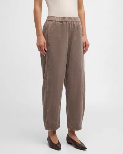 Eileen Fisher Cropped Organic Cotton Corduroy Lantern Pants In Taupe