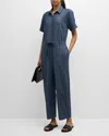 EILEEN FISHER CROPPED ORGANIC COTTON TWILL JUMPSUIT