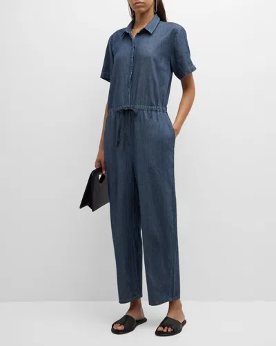 EILEEN FISHER CROPPED ORGANIC COTTON TWILL JUMPSUIT