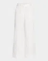 Eileen Fisher Cropped Organic Cotton Twill Trousers In White