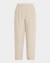 Eileen Fisher Cropped Organic Linen Lantern Pants In Undyed Natural