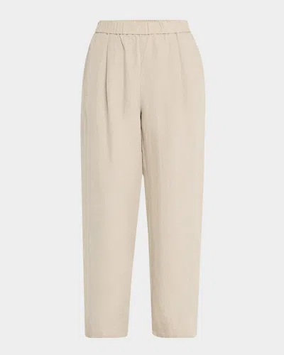 Eileen Fisher Cropped Organic Linen Lantern Pants In Undyed Natural
