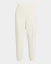 Eileen Fisher Cropped Pintuck Lightweight Ponte Joggers In Almond