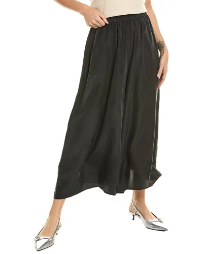 Eileen Fisher Cropped Silk Wide Leg Pant In Black