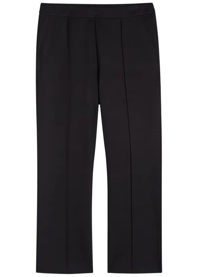 Eileen Fisher Cropped Straight-leg Cut Jersey Trousers In Black