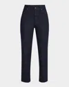 Eileen Fisher Cropped Straight-leg Stretch Denim Pants In Purple