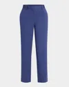 Eileen Fisher Cropped Stretch Cotton Twill Trousers In Blue