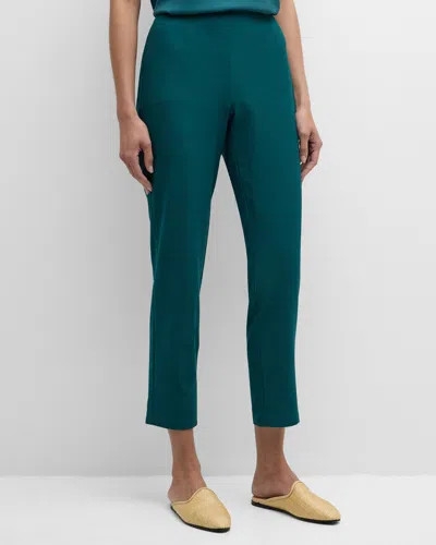 Eileen Fisher Cropped Stretch Crepe Skinny Pants In Aegean