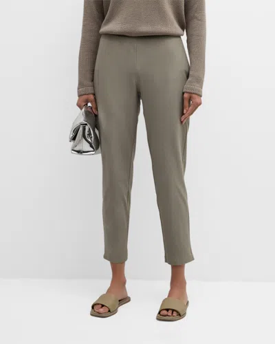 Eileen Fisher Cropped Stretch Crepe Skinny Pants In Dove