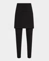 Eileen Fisher Petite Cropped Stretch Jersey Skirted Leggings In Black