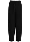 Eileen Fisher Cropped Tapered Silk-crepe Trousers In Black