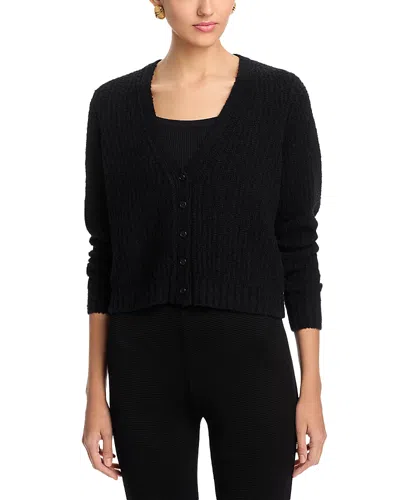 Eileen Fisher Cropped V Neck Cardigan In Black