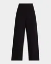 Shop Eileen Fisher Cropped Wide-leg Crinkled Jersey Pants In Black