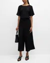 Eileen Fisher Round Neck Wide Leg Jumpsuit In Black