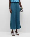 Eileen Fisher Cropped Wide-leg Crinkled Pants In Black