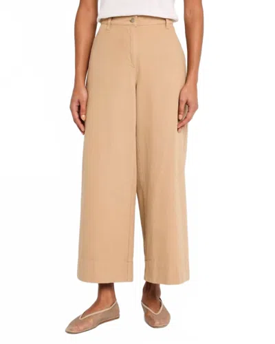 Eileen Fisher Cropped Wide-leg Organic Cotton Pants In Biscuit In Neutral