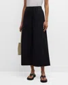 EILEEN FISHER CROPPED WIDE-LEG ORGANIC COTTON POPLIN PANTS