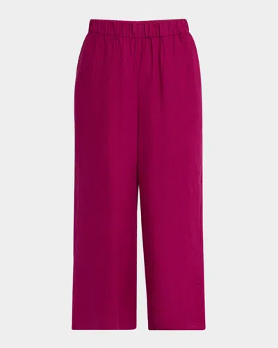 Eileen Fisher Cropped Wide-leg Organic Linen Pants