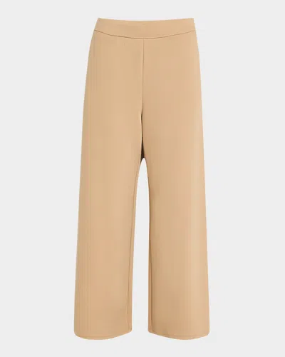 Eileen Fisher Cropped Wide-leg Ponte Pants In Biscuit