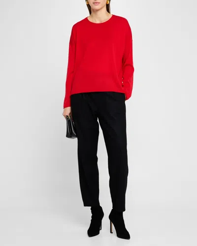 Eileen Fisher Cropped Wool Jersey Lantern Pants In Black