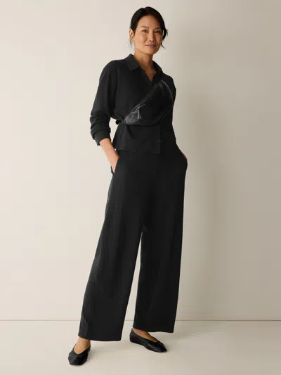 Eileen Fisher Cross Hatch Stretch Jersey Straight Pant In Black