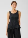 Eileen Fisher Crushed Cupro Scoop Neck Tank In Blue