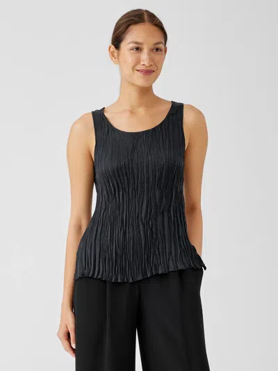 Eileen Fisher Crushed Cupro Scoop Neck Tank In Blue