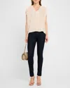 Eileen Fisher Crushed Shimmer Velvet Top In Almond