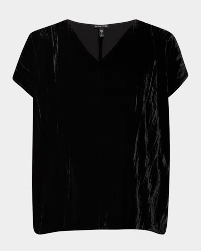Eileen Fisher Crushed Shimmer Velvet Top In Black