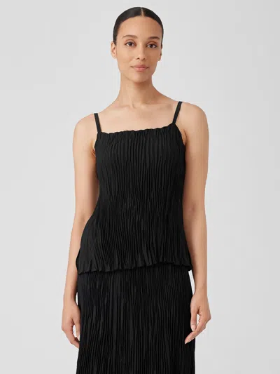 Eileen Fisher Crushed Silk Cami In Black