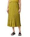 Eileen Fisher Crinkled Silk Midi Skirt In Green
