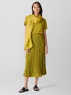 Eileen Fisher Crushed Silk Flared Skirt In Green