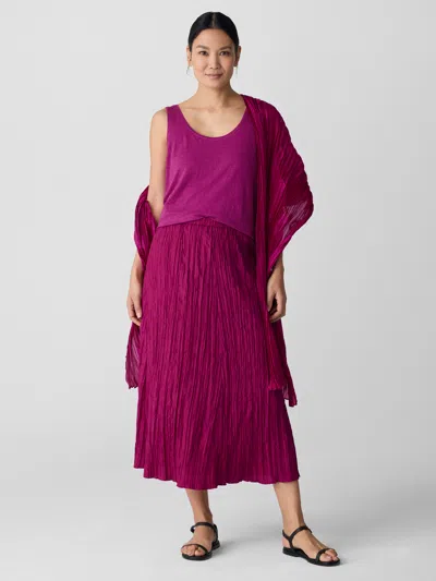 Eileen Fisher Crushed Silk Flared Skirt In Pink