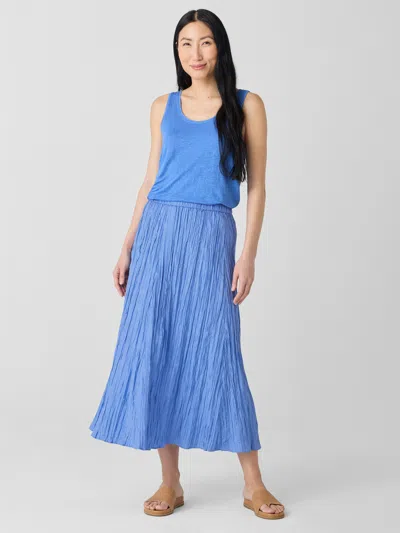 Eileen Fisher Crushed Silk Flared Skirt In Ultramarine