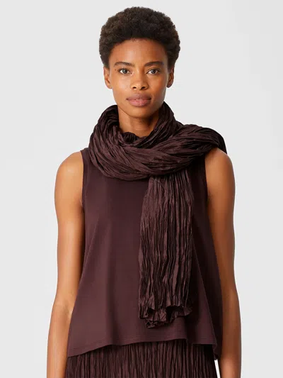 Eileen Fisher Crushed Silk Habutai Scarf In Brown