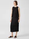 Eileen Fisher Crushed Silk Habutai Tiered Skirt In Black