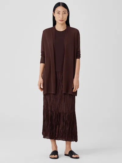 Eileen Fisher Crushed Silk Habutai Tiered Skirt In Brown