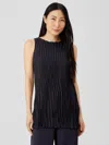 Eileen Fisher Crushed Silk Long Tank In Black