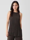 Eileen Fisher Crushed Silk Long Tank In Brown