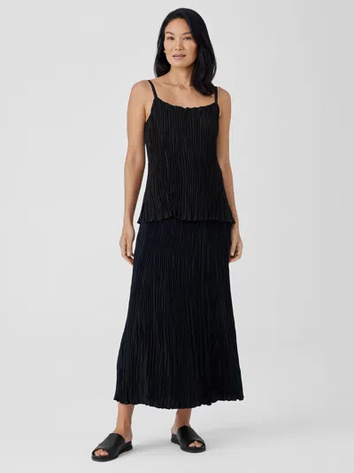Eileen Fisher Crushed Silk Maxi Skirt In Black