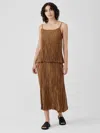 Eileen Fisher Crushed Silk Maxi Skirt In Brown